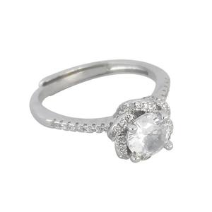 Bloom elegante argento placcato rosa Moissanite anello di diamanti in acciaio inox fede nuziale accessorio alla moda per il matrimonio - Product Image 1