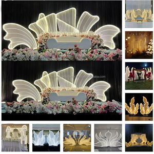 SMOOTH Modern White Metal <b>Stand</b> Arch <b>Backdrop</b> With Led Light For Wedding Stage Arch Party Wall Decoration - Product Image 5