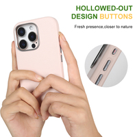 Étui de téléphone écologique en fibre de maïs recyclée, étui de téléphone composite biodégradable pour iPhone 15 16, étui en cuir PU