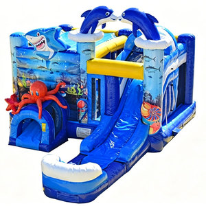 Castello Gonfiabile Commerciale a Tema <span class=keywords><strong>Mondo</strong></span> Marino con Scivolo per Bambini - Perfetto per Feste Sott'acqua - Product Image 1