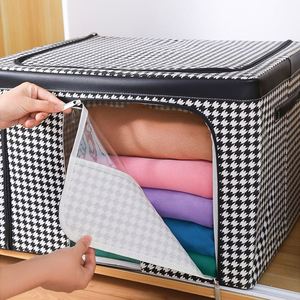 New Design Houndstooth Oxford Fabric Folding Steel <b>Frame</b> Organize Storage Bins with Window - Product Image 3