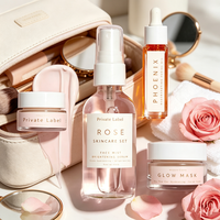 Perawatan Kulit Alami Mawar Hibiscus Label Pribadi Set Perawatan Wajah Melembapkan Mencerahkan Kit Perawatan Wajah Organik Set Perawatan Kecantikan Wajah Kit Kecantikan