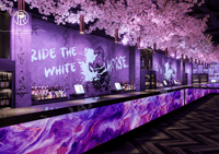 Comptoir LED en marbre translucide de luxe pour bar de discothèque, idées de sièges pour lounge de bar à chicha, design de club de danse pour boîte de nuit