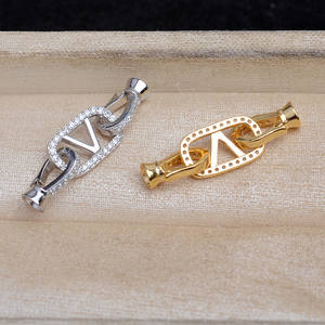 Bracelet long en argent S925, boucle, accessoire de bricolage, collier de perles, connecteur, accessoires de bijoux - 5755 - Product Image 2