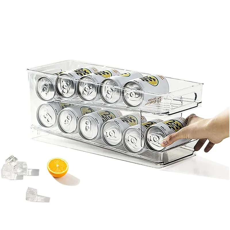 2-lagiger automatischer Rolling Beverage Soda Can Storage Organizer Stapelbarer Dosen-Getränke halter für Gefrier schrank Arbeits platten Schränke Speisekammer