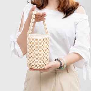 Bolso <span class=keywords><strong>de</strong></span> Mano Tipo Cubo Mini Casual para Mujer, Bolso <span class=keywords><strong>de</strong></span> Mano con Cordón, Forro <span class=keywords><strong>de</strong></span> Lona, Cuentas <span class=keywords><strong>de</strong></span> <span class=keywords><strong>Madera</strong></span> Tejidas a Mano, Bolso <span class=keywords><strong>de</strong></span> Mano Tipo Clutch, Venta al <span class=keywords><strong>por</strong></span> <span class=keywords><strong>Mayor</strong></span> - Product Image 5