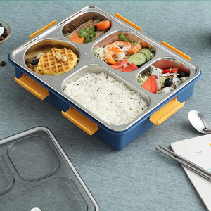 Lonchera Creativa Aislada de Gran Capacidad de Acero Inoxidable, Plato para Comida con Tapa para Estudiantes, Lonchera Dividida para Trabajadores de Oficina, Caja de Picnic - Product Image 2