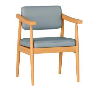 Silla de comedor nórdica de madera maciza con tapicería de cuero y reposabrazos para uso en el hogar u oficina - Product Image 2