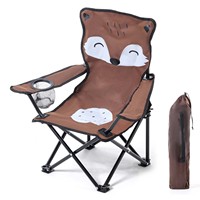 Adorable chaise pliante pour enfants sur le thème du renard, siège d'extérieur léger et portable avec porte-gobelet et sac de transport