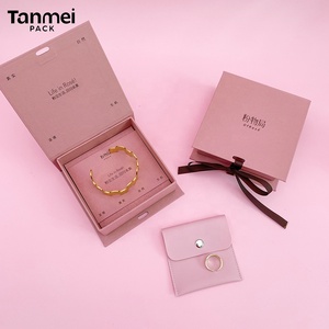 Custom Eco Pink Book Shape Paper Gift Packaging Jewellery <strong>Box</strong> with Ribbon - Product Image 4