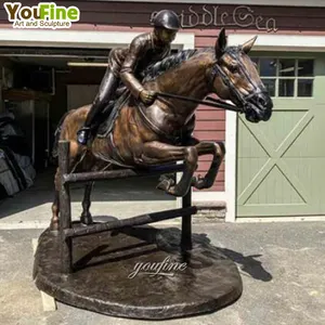 Antike Outdoor-Dekor Große Casting Metal Knight Rider Skulptur auf Bronze Statue Horse Hero