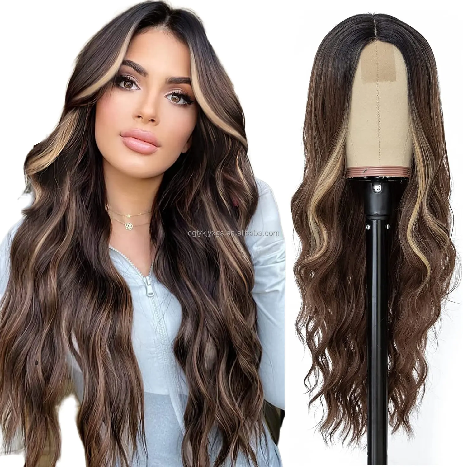 Small Area Lace Body Wave Synthetische Lace Pruiken Lace Front Pruiken Ombre Blonde Mixed Blonde Water Wave Pruik Vrouwen Haar