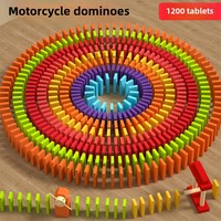 Vente en gros de 1200 pièces personnalisées de blocs de construction dominos en bois jeux de bricolage colorés pour enfants boîte emballée