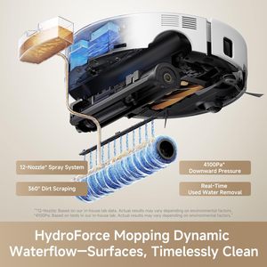 Robot aspirateur et serpillière Mova Z60 Ultra Roller <span class=keywords><strong>SA</strong></span>, aspiration <span class=keywords><strong>de</strong></span> 26 000 Pa, nettoyage à l'eau chaude &amp;   Rouleau extensible, tout-en-un, mains libres - Product Image 2