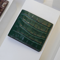 Dompet Pria Kulit Asli Bermotif Buaya Mewah, Dompet Pendek Lipat Dua, Banyak Slot Kartu, Perlindungan RFID Bisnis, Resleting
