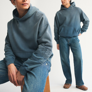 Sudadera con Capucha KingSen OEM para Hombre, Invierno, 100% Algodón, Transpirable, con Encaje Bordado, Lavado a la Piedra, Impresión Digital Personalizada, Estilo Hip Hop - Product Image 1