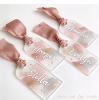 Cartes de nom personnalisées en acrylique avec ruban, étiquettes personnalisées en gros pour invités de mariage, événements, banquets, fêtes et cadeaux