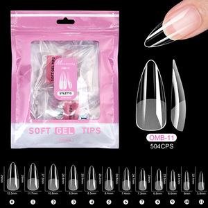 Pointes d'ongles en <span class=keywords><strong>gel</strong></span> souple 504 pièces, vente en gros - Ongles artificiels transparents, amande, stiletto, ballerine, faciles à appliquer, pour extension - Product Image 1