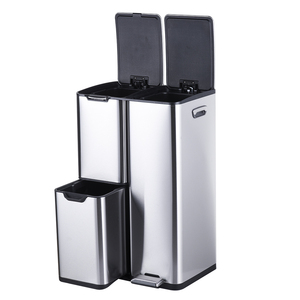 <span class=keywords><strong>Poubelle</strong></span> de recyclage multi-usage 60L avec 3 compartiments, comprenant une <span class=keywords><strong>poubelle</strong></span> à pression supérieure 13L, une <span class=keywords><strong>poubelle</strong></span> coulissante 17L et une <span class=keywords><strong>poubelle</strong></span> à pédale 30L - Product Image 3