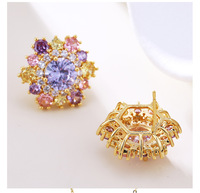 Set Perhiasan Kalung dan Anting Liontin Zirkon Berlapis Emas Kristal Salju Unisex, Hadiah Pernikahan/Pesta, Tembaga, Perhiasan Trendy