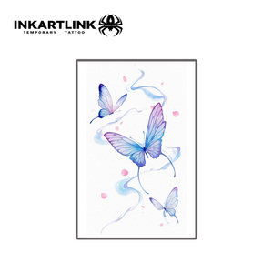 สติกเกอร์ลาย<span class=keywords><strong>สัก</strong></span>ชั่วคราวลายผีเสื้อสีน้ำฟ้า ลายศิลปะร่างกายนางฟ้าสีม่วงในฝัน สำหรับผู้หญิง ขายส่ง ลายสักปลอมกันน้ำ - Product Image 3