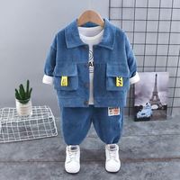 Ensemble de mode trois pièces en velours côtelé pour bébés garçons de 0 à 5 ans, printemps et automne