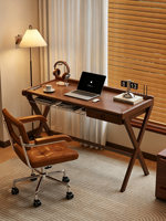 Bureau d'ordinateur en bois massif de style mi-siècle, en noyer vintage, rectangulaire, poste de travail de bureau, table de chevet pour chambre à coucher, table de maquillage, bureau à usage domestique