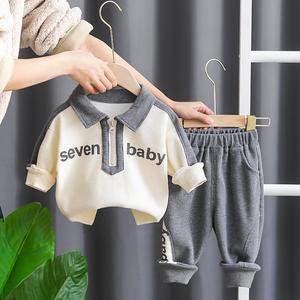 Conjuntos de Primavera e Outono para Meninos, Camiseta Polo de Manga Longa com Letras e Calças, 2 Peças, Roupas de Primavera para Bebês em Promoção - Product Image 3