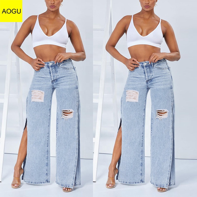 New Launching Washed Plus Size Women's Jeans Plus Size Women's Jeans Denim Women Pants