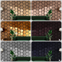 Panneau mural décoratif en nid d'abeille Panneaux acoustiques insonorisés hexagonaux Panneaux acoustiques hexagonaux en bois bronze avec feutre PET noir