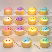 Porte-clés Fidget en forme de pain vapeur, jouet mignon de dessin animé, mini panier vapeur LED à presser, anti-stress, unisexe, pour enfants de 5 ans et plus, idéal pour les fêtes