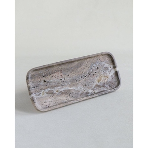 Plateau en Pierre Naturelle Travertin Argenté pour Bijoux, Parfums, Rouges à Lèvres – Présentoir en Marbre pour Maison, Hôtel, Chambre à Coucher - Product Image 3