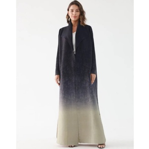 Abaya Miyake con Cuello Plegable, Doble Botonadura, Manga Larga, Degradado, para Mujer, Nueva Abaya 2024, Ropa de Diseñador Original - Product Image 1