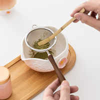 Cérémonie du thé BAMBUS, fouet à thé en bambou artisanal, tamis à thé, bol à matcha en céramique, ensemble de thé matcha de style japonais avec boîte cadeau