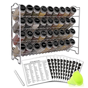 Four Tier Spice Rack Countertop Cabinet Storage Stackable Condiment Organizer L Size <b>Plastic</b> Lid Included - Product Image 1