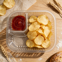 Vassoio Trasparente per Patatine con Scomparti Vari e Spazio per Salsa, in PET Riciclato per Alimenti, Imballaggio Sicuro per Alimenti