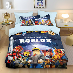 Juego de Ropa de Cama de 3 Piezas con Diseño de Dibujos Animados de <span class=keywords><strong>Roblox</strong></span>, Funda de Edredón con Estampado Digital 3D y Fundas de Almohada, Imagen Personalizada Disponible, Textil <span class=keywords><strong>para</strong></span> el Hogar - Product Image 1
