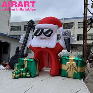 Accessoire de fête de Noël gonflable <span class=keywords><strong>DJ</strong></span> Père Noël, gonflables d'entrée pour festival de musique de Noël, Père Noël à barbe blanche personnalisé - Product Image 2