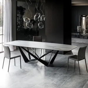 Moradias e luxo casas 8 lugares espelhado jantar mesa conjunto mobiliário personalizado fabricante