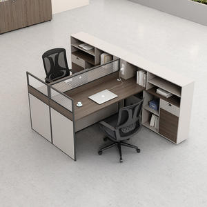 Bureau <span class=keywords><strong>de</strong></span> travail moderne et simple pour employés avec écran <span class=keywords><strong>de</strong></span> séparation et casier intégré - Product Image 2