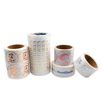 Étiquettes autocollantes transparentes en rouleau avec impression de logo personnalisé, feuille d'or transparente, logo privé, étiquettes autocollantes