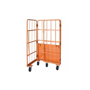 Carrinho de Armazenamento Móvel Dobrável de Aço Galvanizado com 3 Lados em Malha - Product Image 4