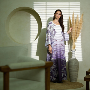 High Quality Custom Printed Polyester Elegant Long Maxi Abaya Dress for Muslim Women Wholesale - Product Image 4