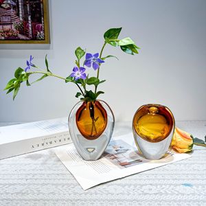 Vaso di vetro di lusso dal <span class=keywords><strong>Design</strong></span> moderno per la composizione floreale spedizione soggiorno tavolo da pranzo creativo a forma speciale vaso di vetro - Product Image 4