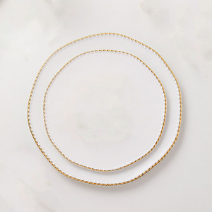 Assiettes de dîner en céramique blanches, bordure dorée perlée, pour mariage, vente en gros, best-seller - Product Image 1