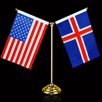 Drapeau de bureau en polyester, mini drapeau de table imprimé avec mât et base pour bureau, conférence et réception