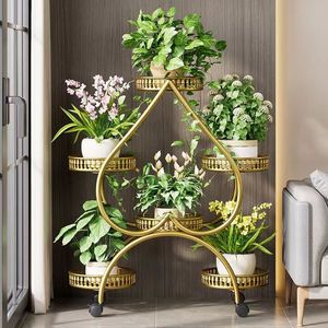 Cadre de décoration de plantes d'intérieur moderne de haute qualité avec support de pots de fleurs en métal mobiles multicouches pour la maison ou le jardin - Product Image 5