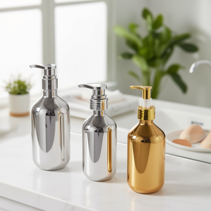 Metallic Plating Lotion <b>Pump</b> <b>Bottle</b> 250Ml Refillable Cosmetic Dispenser For <b>Shampoo</b> Soap - Product Image 3