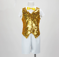Costumes de danse pour garçons, chemise à manches longues, pantalon long, veste à paillettes, vêtements de danse, tenue de performance, costume de danse
