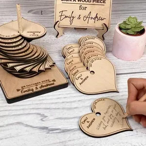 Hot Selling Wooden Engraved Wedding Guest Book Wedding Props